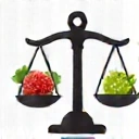 Icon representing weight management with a scale and a leaf.
